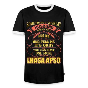 Have One More Lhasa Apso - Men's Ringer Shirt - black/white - Front - AI Model Female 172 light (172cm) & AI Model Male 178 light (178cm)