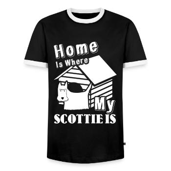 Home Is Where My Scottie Dog Is - Men's Ringer Shirt - black/white - Front - AI Model Female 172 light (172cm) & AI Model Male 178 light (178cm)