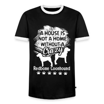 House Without Redbone Coonhound - Men's Ringer Shirt - black/white - Front - AI Model Female 172 light (172cm) & AI Model Male 178 light (178cm)