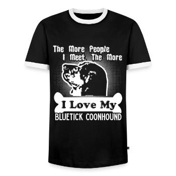 I Love My Bluetick Coonhound Dog - Men's Ringer Shirt - black/white - Front - AI Model Female 172 light (172cm) & AI Model Male 178 light (178cm)