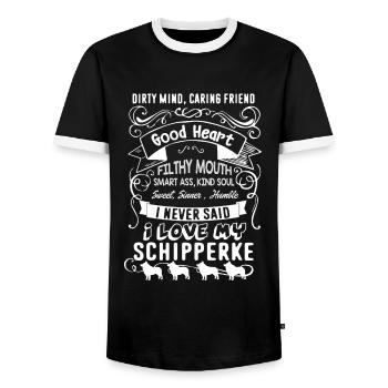 I Love My Schipperke Dog - Men's Ringer Shirt - black/white - Front - AI Model Female 172 light (172cm) & AI Model Male 178 light (178cm)