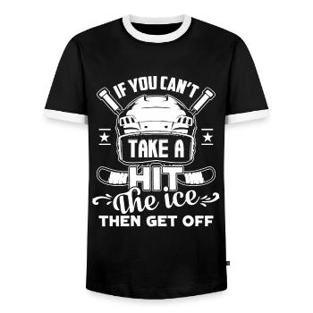 Hockey Funny Hockey - Men's Ringer Shirt - black/white - Front - AI Model Female 172 light (172cm) & AI Model Male 178 light (178cm)