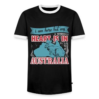 I Am Here But My Heart Is In Australia - Men's Ringer Shirt - black/white - Front - AI Model Female 172 light (172cm) & AI Model Male 178 light (178cm)