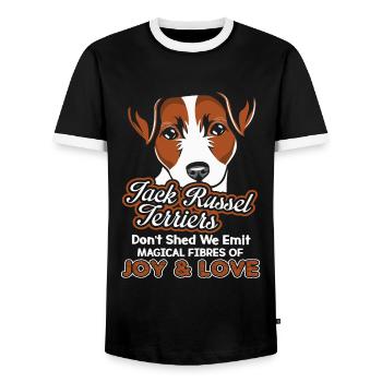 Jack Russell Terrier Joy And Love - Men's Ringer Shirt - black/white - Front - AI Model Female 172 light (172cm) & AI Model Male 178 light (178cm)