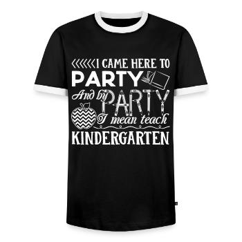 Kindergarten Teacher I Teach Kindergarten - Men's Ringer Shirt - black/white - Front - AI Model Female 172 light (172cm) & AI Model Male 178 light (178cm)