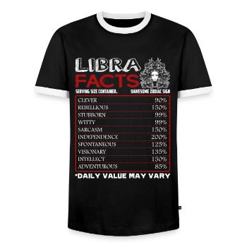 Libra Facts Shirts Sign Of Zodiac Horoscope - Men's Ringer Shirt - black/white - Front - AI Model Female 172 light (172cm) & AI Model Male 178 light (178cm)