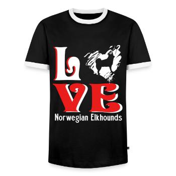 Love Norwegian Elkhound - Men's Ringer Shirt - black/white - Front - AI Model Female 172 light (172cm) & AI Model Male 178 light (178cm)