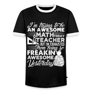Math Teacher Awesome Math Teacher - Men's Ringer Shirt - black/white - Front - AI Model Female 172 light (172cm) & AI Model Male 178 light (178cm)