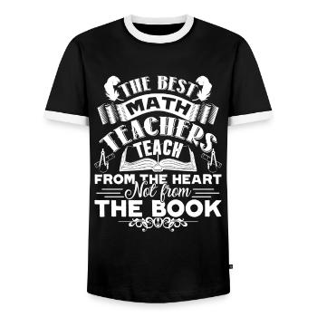 Math Teacher Best Math Teacher Teach From Heart - Men's Ringer Shirt - black/white - Front - AI Model Female 172 light (172cm) & AI Model Male 178 light (178cm)