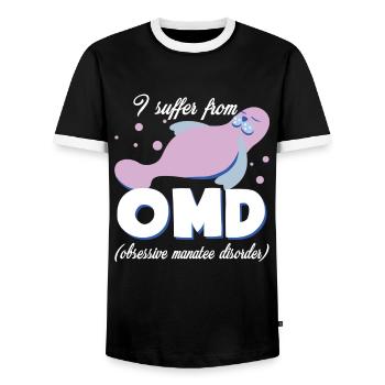 Manatee Obsessive Manatee Disorder - Men's Ringer Shirt - black/white - Front - AI Model Female 172 light (172cm) & AI Model Male 178 light (178cm)