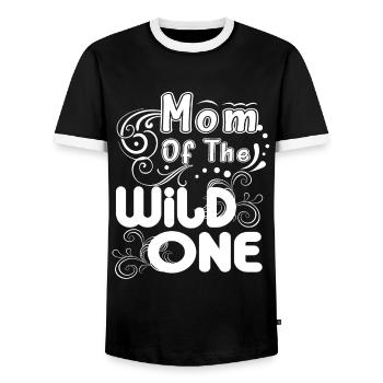 Mother's Day Gifts Mom Of The Wild One - Men's Ringer Shirt - black/white - Front - AI Model Female 172 light (172cm) & AI Model Male 178 light (178cm)