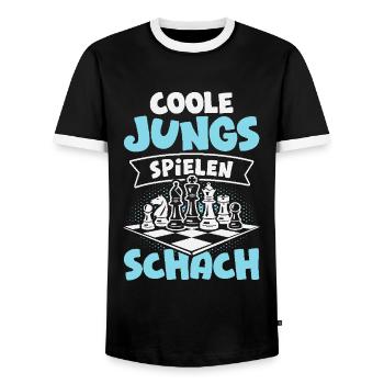 Schach Jungs Schachspieler Jungen - Männer Kontrast-T-Shirt - Schwarz/Weiß - Vorne - AI Model Female 172 light (172cm) & AI Model Male 178 light (178cm)