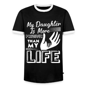 My Daughter Is More Precious Than My Life - Men's Ringer Shirt - black/white - Front - AI Model Female 172 light (172cm) & AI Model Male 178 light (178cm)