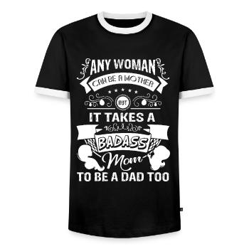 Mother's Day It Takes A Badass Mom To Be A Dad Too - Men's Ringer Shirt - black/white - Front - AI Model Female 172 light (172cm) & AI Model Male 178 light (178cm)