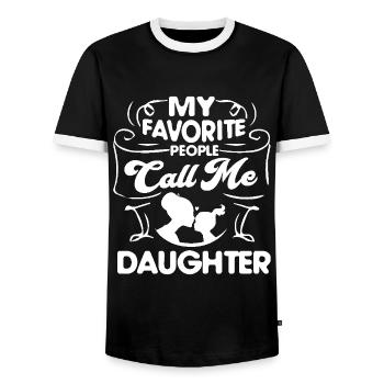 My Favorite People Call Me Daughter - Men's Ringer Shirt - black/white - Front - AI Model Female 172 light (172cm) & AI Model Male 178 light (178cm)