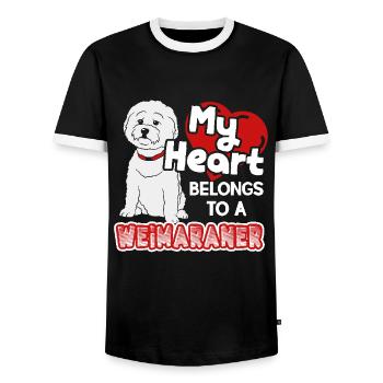 My Heart Belongs To Weimaraner - Men's Ringer Shirt - black/white - Front - AI Model Female 172 light (172cm) & AI Model Male 178 light (178cm)