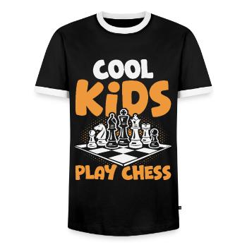 Chess Player Cool Kids Play Chess - Men's Ringer Shirt - black/white - Front - AI Model Female 172 light (172cm) & AI Model Male 178 light (178cm)