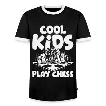 Chess Player Cool Kids Play Chess - Men's Ringer Shirt - black/white - Front - AI Model Female 172 light (172cm) & AI Model Male 178 light (178cm)