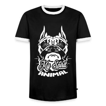 My Spirit Animal Boxer - Men's Ringer Shirt - black/white - Front - AI Model Female 172 light (172cm) & AI Model Male 178 light (178cm)