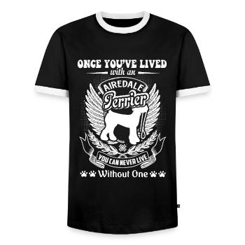 Never Live Without One Airedale Terrier - Men's Ringer Shirt - black/white - Front - AI Model Female 172 light (172cm) & AI Model Male 178 light (178cm)