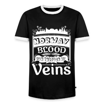 Norway Blood Run Through My Veins - Men's Ringer Shirt - black/white - Front - AI Model Female 172 light (172cm) & AI Model Male 178 light (178cm)