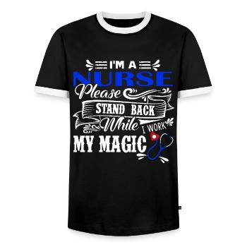 Nurse I Am A Nurse - Men's Ringer Shirt - black/white - Front - AI Model Female 172 light (172cm) & AI Model Male 178 light (178cm)