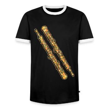 Oboe Geometric - Men's Ringer Shirt - black/white - Front - AI Model Female 172 light (172cm) & AI Model Male 178 light (178cm)