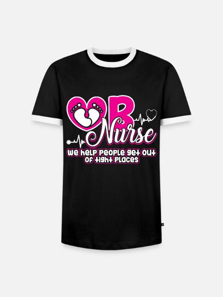 OB Nurse Funny OB Nurse - Men's Ringer Shirt - black/white
