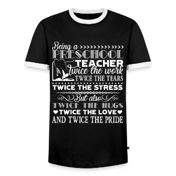 Preschool Teacher Being A Preschool Teacher - Men's Ringer Shirt - black/white - Front - AI Model Female 172 light (172cm) & AI Model Male 178 light (178cm)