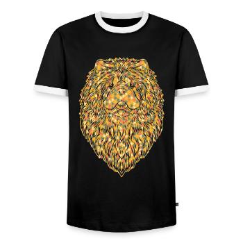 Pekingese Geometric - Men's Ringer Shirt - black/white - Front - AI Model Female 172 light (172cm) & AI Model Male 178 light (178cm)