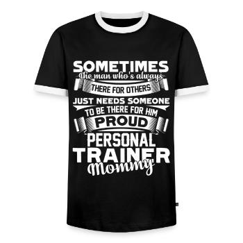 Personal Trainer Personal Trainer Mommy - Men's Ringer Shirt - black/white - Front - AI Model Female 172 light (172cm) & AI Model Male 178 light (178cm)