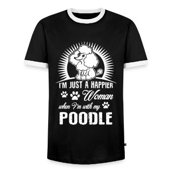 Poodle Happy With Poodle - Men's Ringer Shirt - black/white - Front - AI Model Female 172 light (172cm) & AI Model Male 178 light (178cm)
