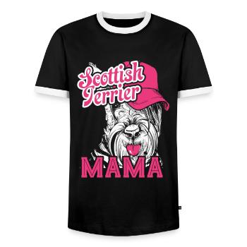 Scottish Terrier Mama - Men's Ringer Shirt - black/white - Front - AI Model Female 172 light (172cm) & AI Model Male 178 light (178cm)