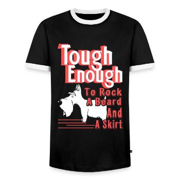 Scottish Terrier Tough Enough - Men's Ringer Shirt - black/white - Front - AI Model Female 172 light (172cm) & AI Model Male 178 light (178cm)