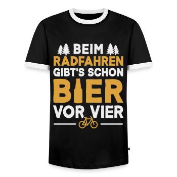 Fahrrad Radfahrer Bier Saufen - Männer Kontrast-T-Shirt - Schwarz/Weiß - Vorne - AI Model Female 172 light (172cm) & AI Model Male 178 light (178cm)