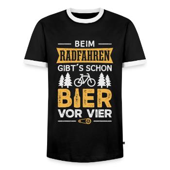 Fahrrad Radfahrer Bier Saufen - Männer Kontrast-T-Shirt - Schwarz/Weiß - Vorne - AI Model Female 172 light (172cm) & AI Model Male 178 light (178cm)