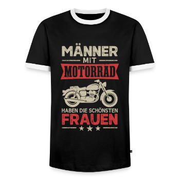 Motorrad Männer Motorradfahrer Biker - Männer Kontrast-T-Shirt - Schwarz/Weiß - Vorne - AI Model Female 172 light (172cm) & AI Model Male 178 light (178cm)