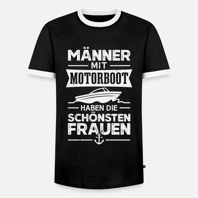 Motorboot Bootfahren Bootsfahrer Boot - Männer Kontrast-T-Shirt - Schwarz/Weiß