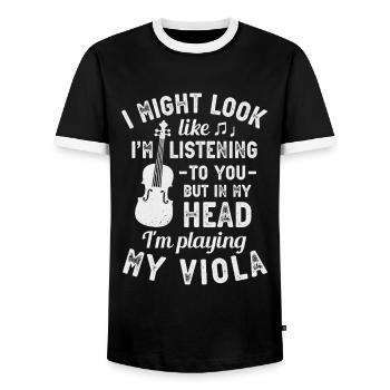 Viola Player Musician Violist Classical Music - Men's Ringer Shirt - black/white - Front - AI Model Female 172 light (172cm) & AI Model Male 178 light (178cm)