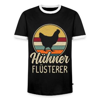 Hühner Flüsterer Bauer Landwirt Huhn Hahn - Männer Kontrast-T-Shirt - Schwarz/Weiß - Vorne - AI Model Female 172 light (172cm) & AI Model Male 178 light (178cm)