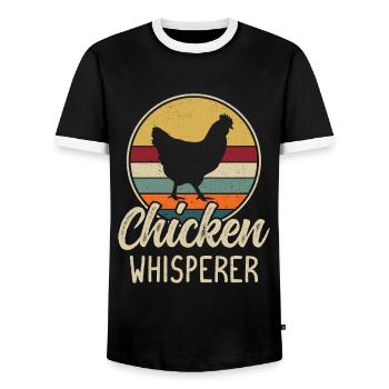 Chicken Whisperer Farmer Farm Chicken Lover - Men's Ringer Shirt - black/white - Front - AI Model Female 172 light (172cm) & AI Model Male 178 light (178cm)
