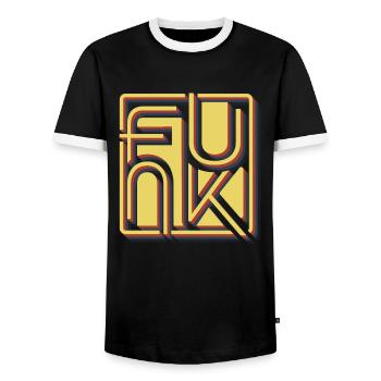 Funk Retro - Men's Ringer Shirt - black/white - Front - AI Model Female 172 light (172cm) & AI Model Male 178 light (178cm)