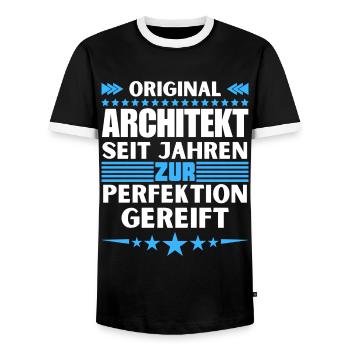 Architect matured to perfection - Men's Ringer Shirt - black/white - Front - AI Model Female 172 light (172cm) & AI Model Male 178 light (178cm)