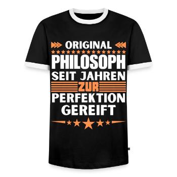 Philosophe mûri à la perfection - T-shirt contrasté Homme - noir/blanc - Devant - AI Model Female 172 light (172cm) & AI Model Male 178 light (178cm)