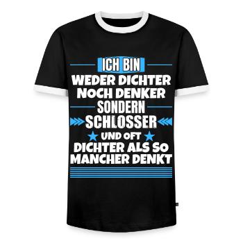 Ni poètes, ni penseurs, mais serruriers - T-shirt contrasté Homme - noir/blanc - Devant - AI Model Female 172 light (172cm) & AI Model Male 178 light (178cm)