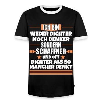 Ni poète ni penseur, mais chef d'orchestre - T-shirt contrasté Homme - noir/blanc - Devant - AI Model Female 172 light (172cm) & AI Model Male 178 light (178cm)
