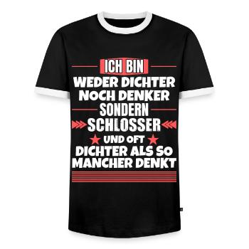 Weder Dichter noch Denker, sondern Schlosser - Männer Kontrast-T-Shirt - Schwarz/Weiß - Vorne - AI Model Female 172 light (172cm) & AI Model Male 178 light (178cm)