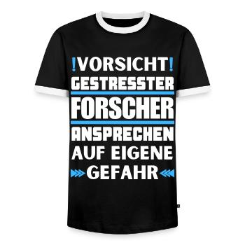 Ne parlez pas à des chercheurs stressés ! - T-shirt contrasté Homme - noir/blanc - Devant - AI Model Female 172 light (172cm) & AI Model Male 178 light (178cm)