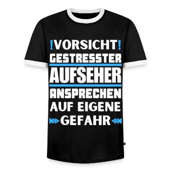 Gestresster Aufseher nicht ansprechen! - Männer Kontrast-T-Shirt - Schwarz/Weiß - Vorne - AI Model Female 172 light (172cm) & AI Model Male 178 light (178cm)