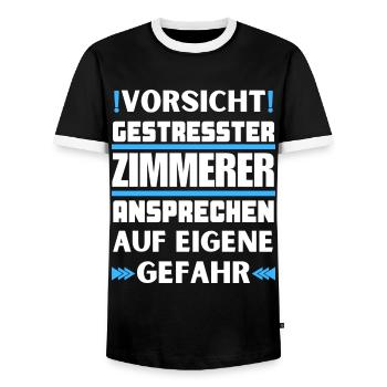 Don't talk to stressed carpenter! - Men's Ringer Shirt - black/white - Front - AI Model Female 172 light (172cm) & AI Model Male 178 light (178cm)